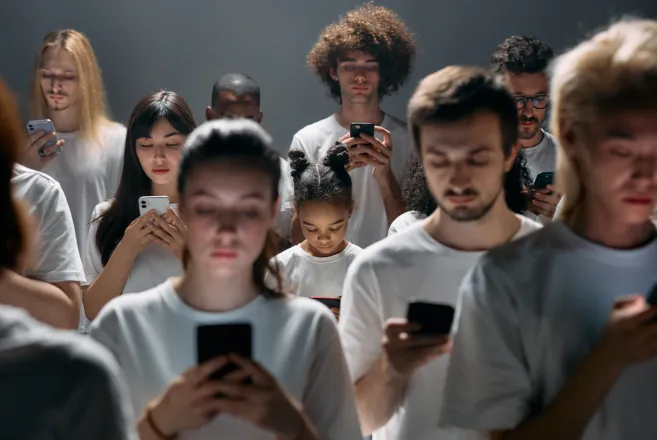 people texting with phones