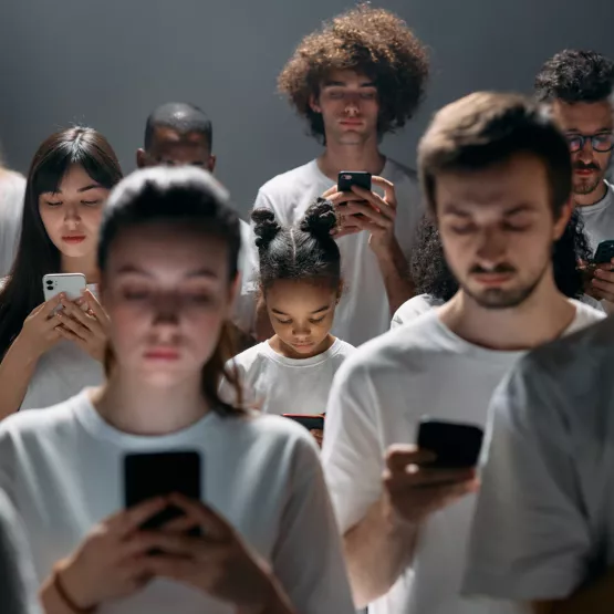 people texting with phones