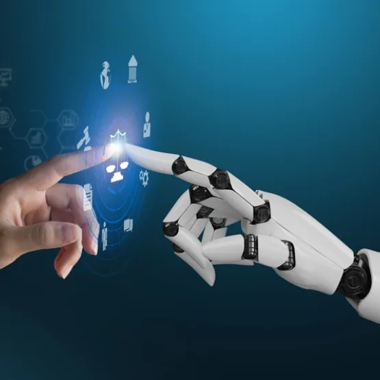 human and robot finger meeting